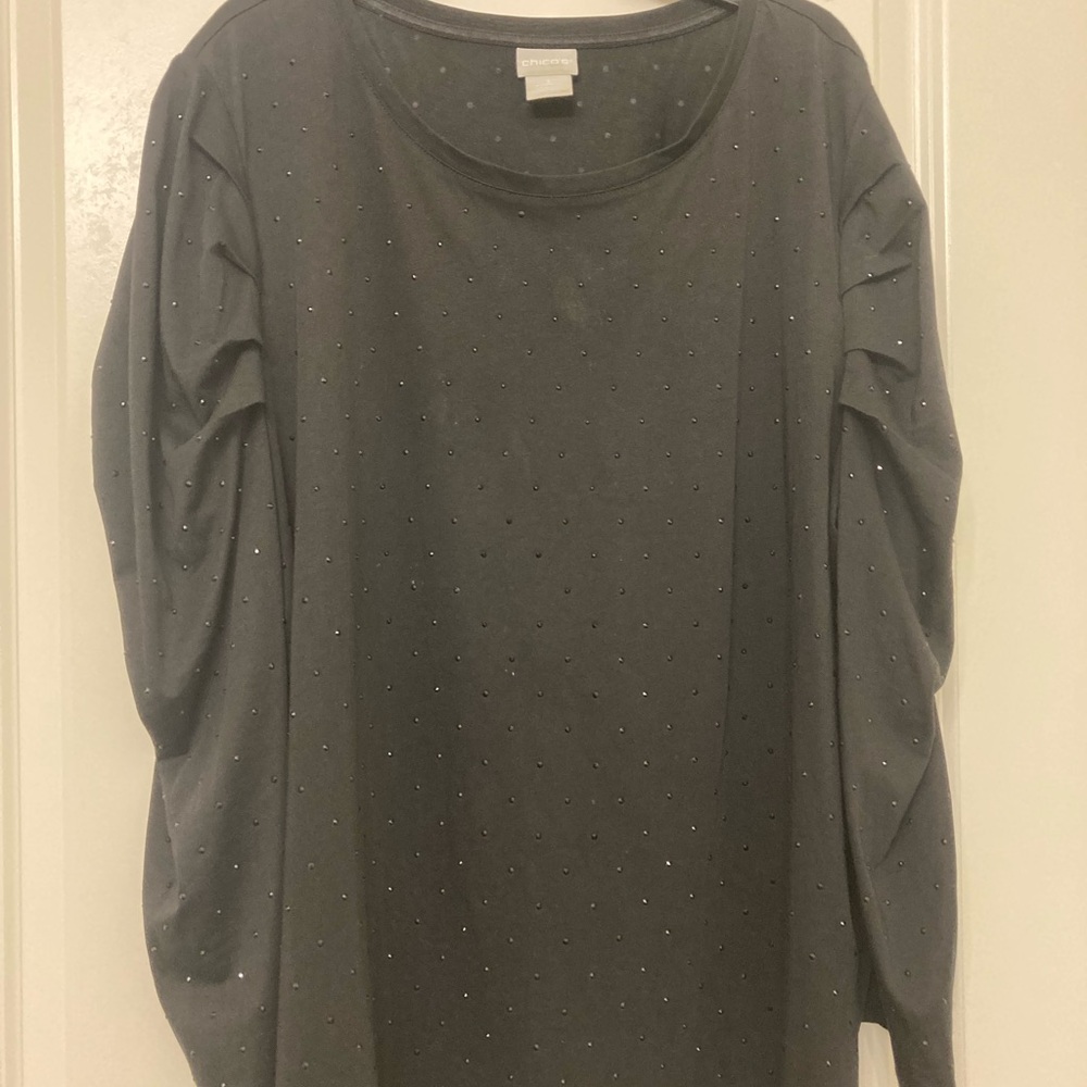 Chico's Black Puff Sleeve Relaxed Sweatshirt